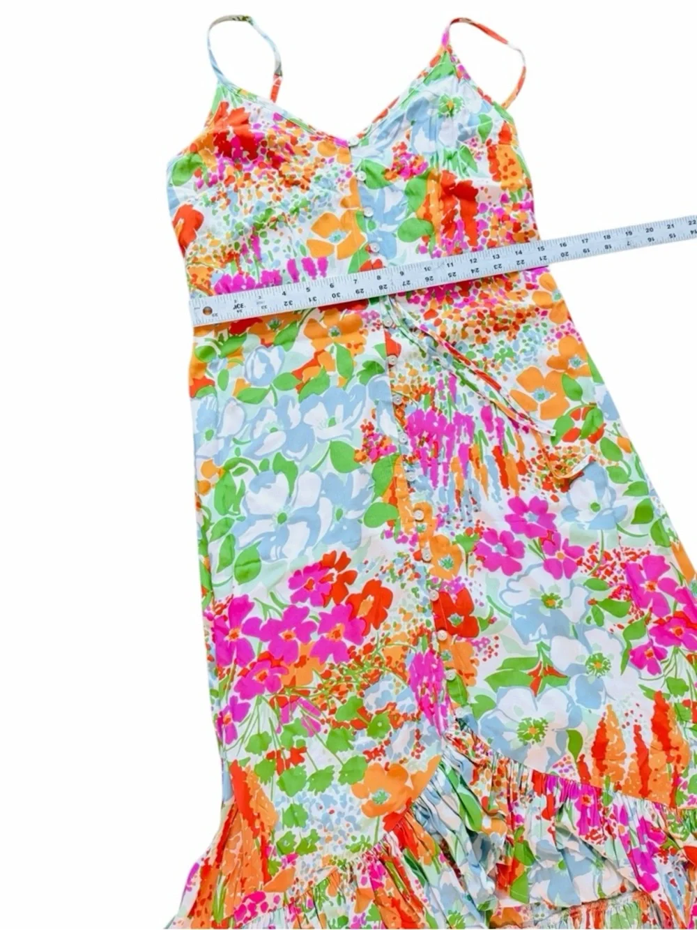 Rails Floral Button Front Midi Dress XS Colorful Spring Summer - Picture 9 of 11